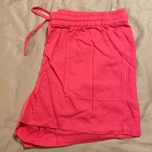 Pink J. Crew Linen Shorts